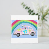 Greyhound in Hippie-auto met Regenboog Kaart (Staand voorkant)