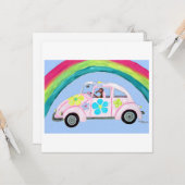 Greyhound in Hippie-auto met Regenboog Kaart (Voorkant / Achterkant in situ)