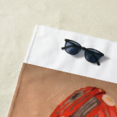 Greyhound in red car at the Beach Strandlaken (In situ)