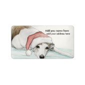 Greyhound in Santa Hat Adresetiketten Etiket (Voorkant)