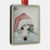 Greyhound in Santa Hat Dog Art Ornament (Rechts)