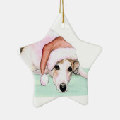 Greyhound in Santa Hat Dog Art Ornament (Rechts)