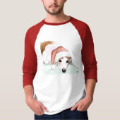 "Greyhound in Santa Hat" Shirt Dog Art (Voorkant)