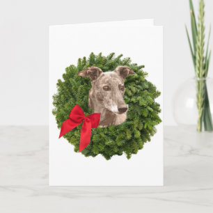 Greyhound in Xmas Wreath Feestdagen Kaart