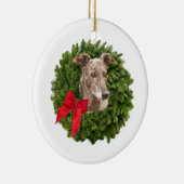 Greyhound in Xmas Wreath Keramisch Ornament (Rechts)