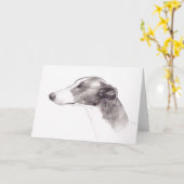 Greyhound Ink Tekening Wenskaarten Kaart (Gele Bloem)