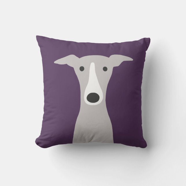 Greyhound, Italiaans Greyhound of Whippet Dog Viol Kussen (Voorkant)
