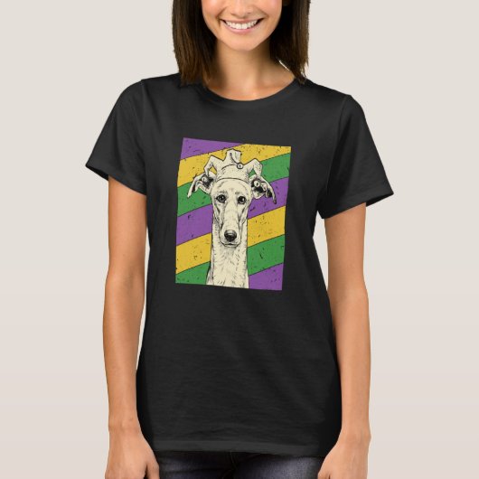 Greyhound Jester Mardi Gras Dog Mom or Dad T-shirt (Voorkant)