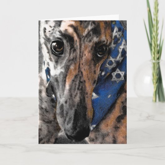 Greyhound kaart voor Chanukah / Hanukkah / Pasen (Voorkant)