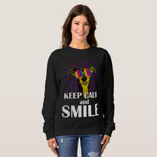 Greyhound  Keep Calm & Smile  Galgo Greyhound Hipp Trui (Voorkant volledig)