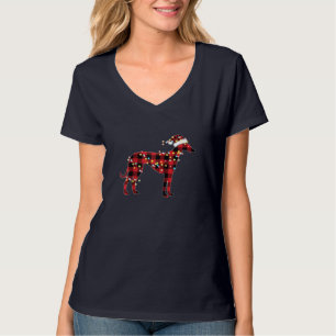 Greyhound Kerst Rood Plaid Buffel Pyjama Xmas T-shirt