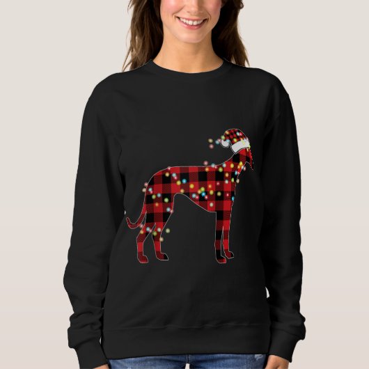 Greyhound Kerst Rood Plaid Buffel Pyjama Xmas Trui (Voorkant)