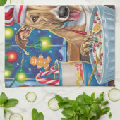 Greyhound Kerstbakfeest: Festieve Kerstmis Theedoek (Gevouwen)