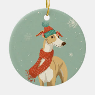 Greyhound Kerstcadeau Keramisch Ornament