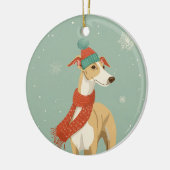 Greyhound Kerstcadeau Keramisch Ornament (Links)