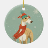 Greyhound Kerstcadeau Keramisch Ornament (Achterkant)