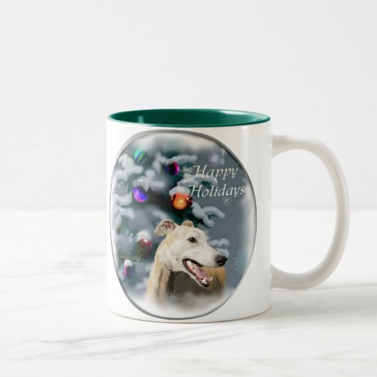 Greyhound kerstcadeautjes tweekleurige koffiemok (Rechts)