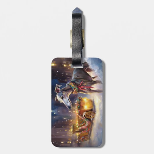 Greyhound Kerstfeest Seizoen Bagagelabel (Achterkant verticaal)