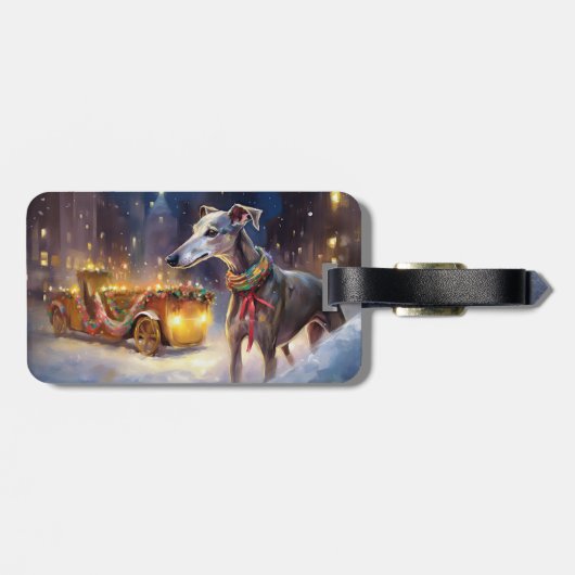 Greyhound Kerstfeest Seizoen Bagagelabel (Achterkant horizontaal)