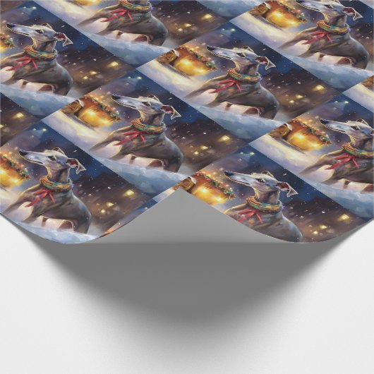 Greyhound Kerstfeest Seizoen Cadeaupapier (Hoek)