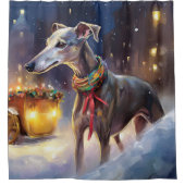 Greyhound Kerstfeest Seizoen Douchegordijn (Voorkant)