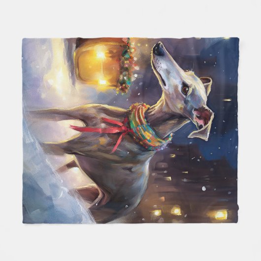 Greyhound Kerstfeest Seizoen Fleece Deken (Voorkant (Horizontaal))