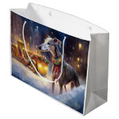 Greyhound Kerstfeest Seizoen Groot Cadeauzakje (Achterkant Gekanteld)