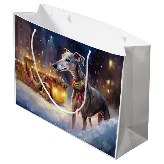 Greyhound Kerstfeest Seizoen Groot Cadeauzakje (Achterkant Gekanteld)