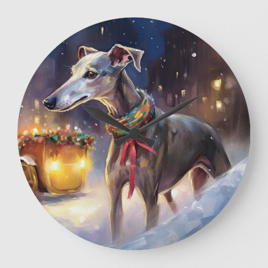 Greyhound Kerstfeest Seizoen Grote Klok (Voorkant)
