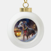 Greyhound Kerstfeest Seizoen Keramische Bal Ornament (Voorkant)