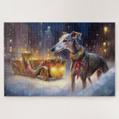 Greyhound Kerstfeest Seizoen Legpuzzel (Horizontaal)
