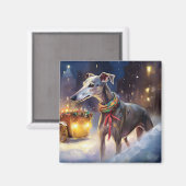 Greyhound Kerstfeest Seizoen Magneet (Voorkant / Achterkant)