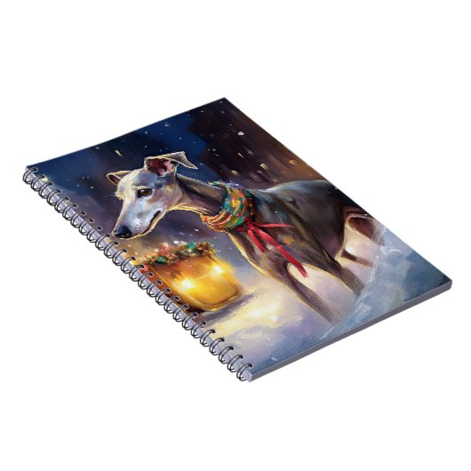 Greyhound Kerstfeest Seizoen Notitieboek (Rechterzijde)