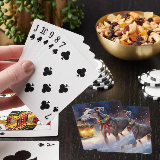 Greyhound Kerstfeest Seizoen Pokerkaarten (Insitu)