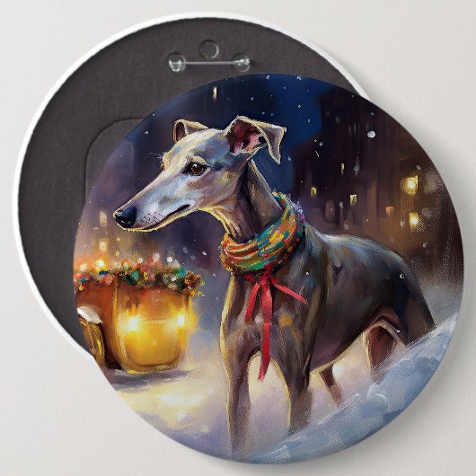 Greyhound Kerstfeest Seizoen Ronde Button 6,0 Cm (Voorkant /achterkant)