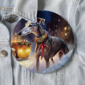 Greyhound Kerstfeest Seizoen Ronde Button 6,0 Cm (In situ)