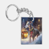 Greyhound Kerstfeest Seizoen Sleutelhanger (Voorkant Links)