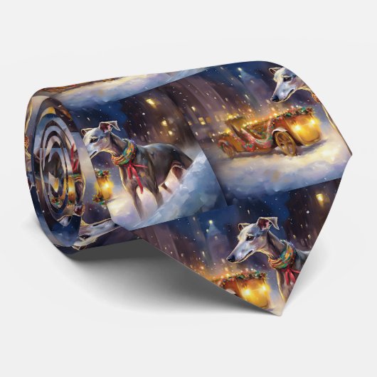 Greyhound Kerstfeest Seizoen Stropdas (Opgerold)
