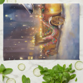 Greyhound Kerstfeest Seizoen Theedoek (Gevouwen)