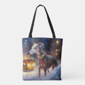 Greyhound Kerstfeest Seizoen Tote Bag (Achterkant)