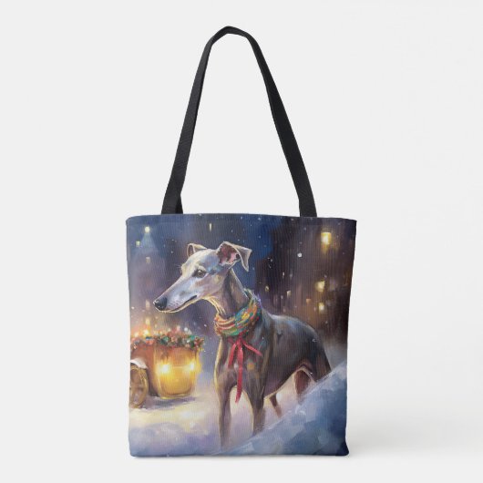 Greyhound Kerstfeest Seizoen Tote Bag (Achterkant)