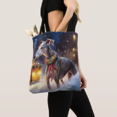 Greyhound Kerstfeest Seizoen Tote Bag (Dichtbij)