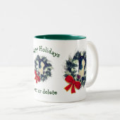 Greyhound Kerstfeestdag op maat Tweekleurige Koffiemok (Voorkant rechts)