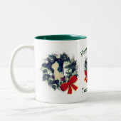 Greyhound Kerstfeestdag op maat Tweekleurige Koffiemok (Links)