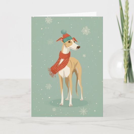 Greyhound Kerstgroet Kaart (Voorkant)