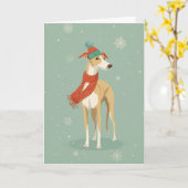 Greyhound Kerstgroet Kaart (Gele Bloem)