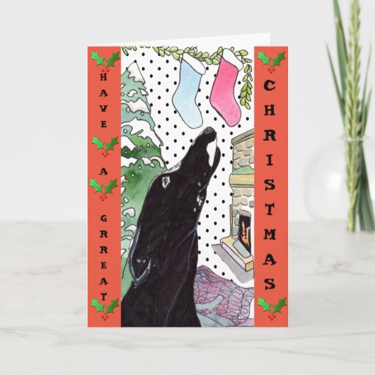 Greyhound kerstkaart (A32) Feestdagen Kaart (Voorkant)