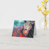 Greyhound kerstkaart met een smokkeljasje kaart (Gele Bloem)