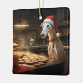 Greyhound Kerstkoekjes Feestelijke vakantie Keramisch Ornament (Links)