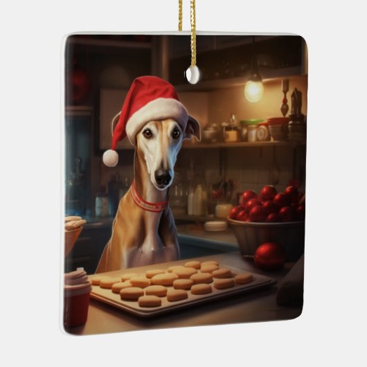 Greyhound Kerstkoekjes Vakantie Keramisch Ornament (Rechts)